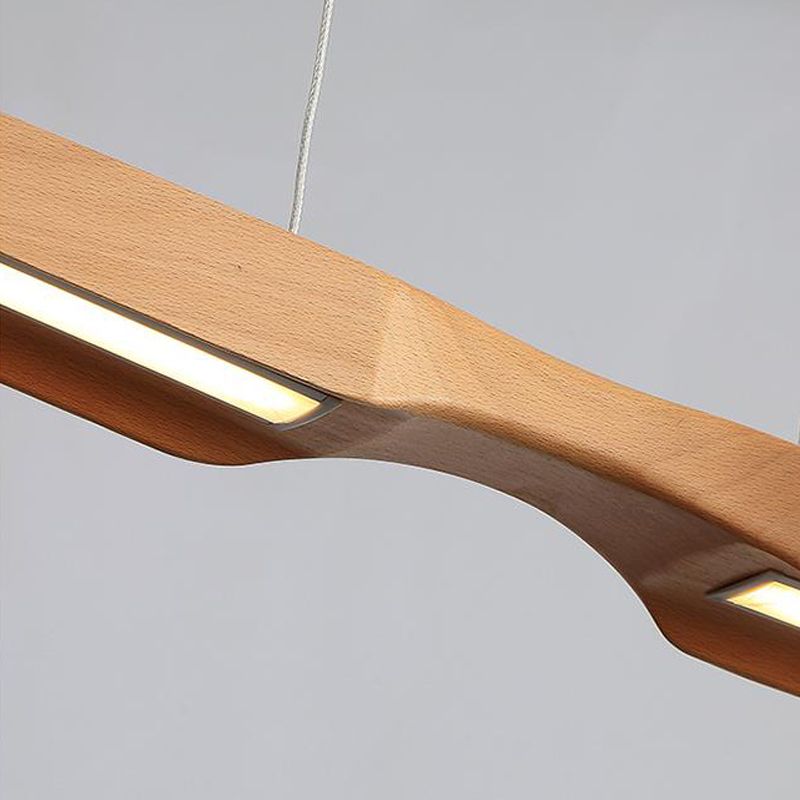 Éclairage de pendentif en bois linéaire moderne LED LED PLACE PLACE PLACE POUR BURE