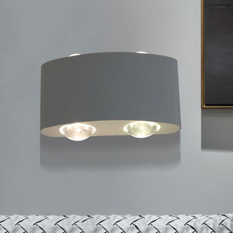 Arc Rectangle Sconce Lighting Aluminum LED Wall-Mount Lamp in White for Bedside, White/Warm Light