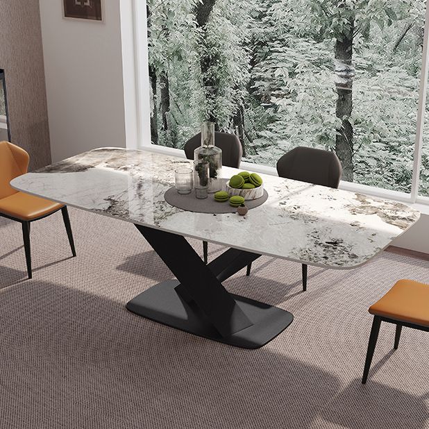 Metal Contemporary Rectangular Dining Table Sintered Stone Dining Table for Dining Room
