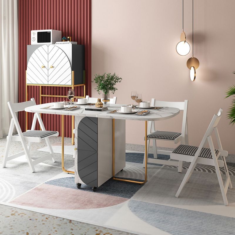Mesa de comedor moderna de mediados de siglo Mesa de madera ovalada con hoja de caída, 59.1 "L x 31.5" W x 29.5 "H