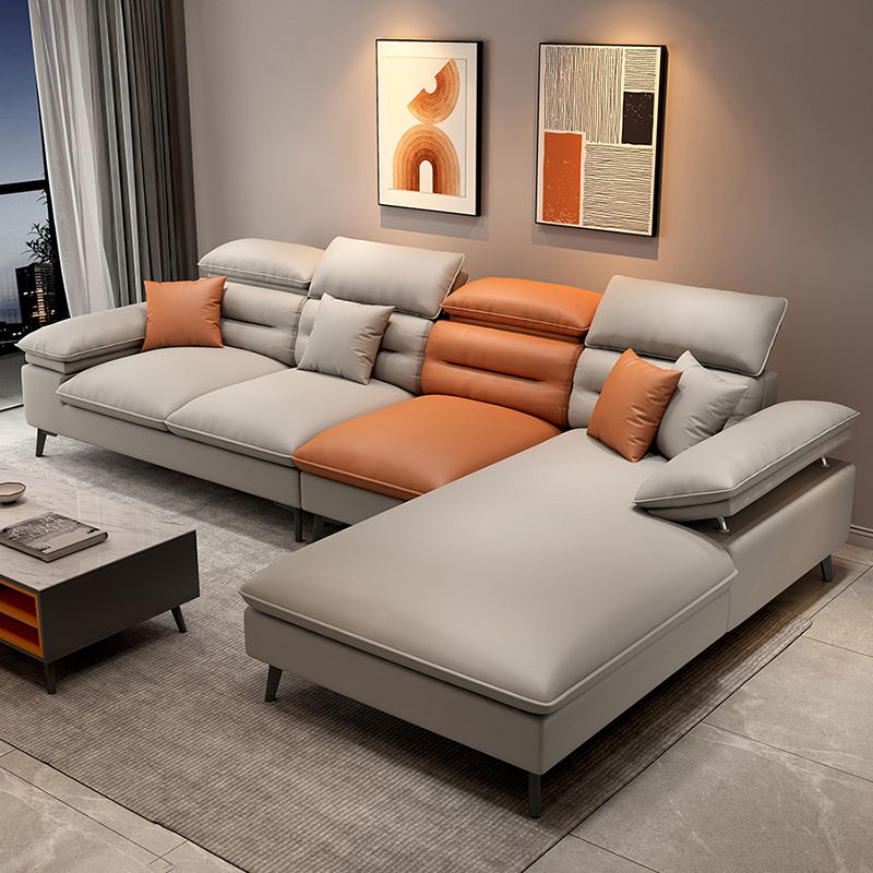 Faux Leather Contemporary L-Shape Sectional for Living Room and Apartment
