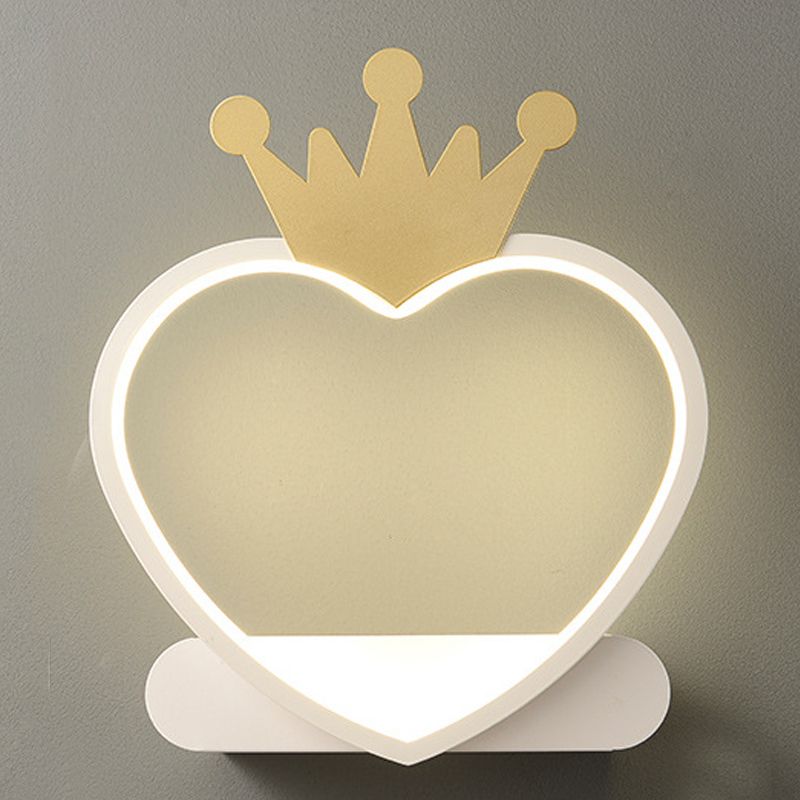 Heart-shaped 1-Light Wall Sconce Kids Style Metal Wall Light Fixture without Decorations