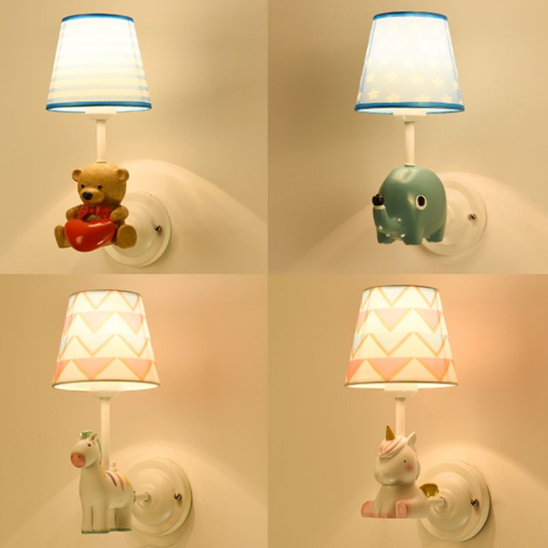 Dieren muur sconce verlichting nuchte st in stoffen stoffen stoffen kinderen slaapkamer muurverlichting armatuur