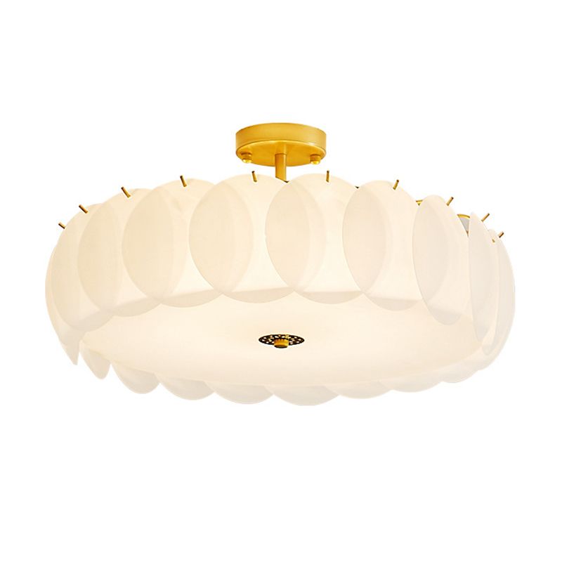 Nordic Ceiling Lighting White Glass Semi Flush Mount for Bedroom