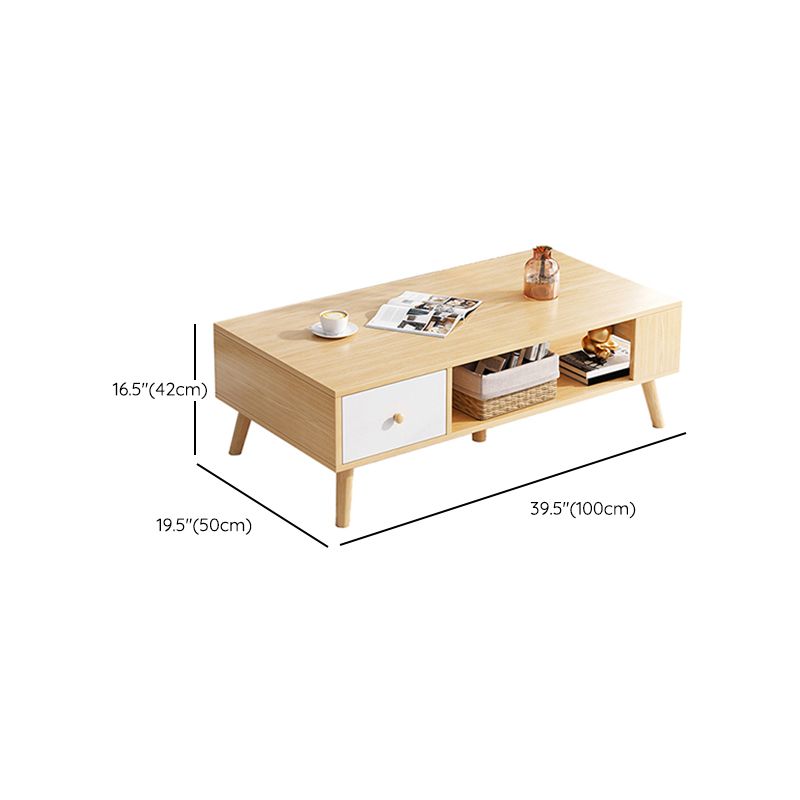 Wood Coffee Table Modern Single Coffee Table with with Storage Drawers