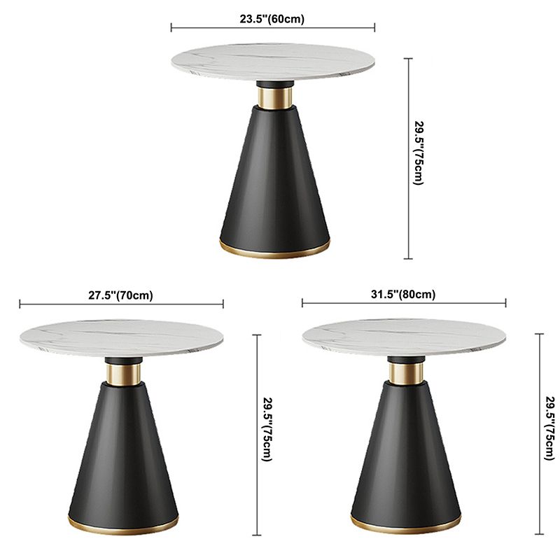 Round Table Dinette Table Contemporary Stone Dinner Room Table with Pedestal Base