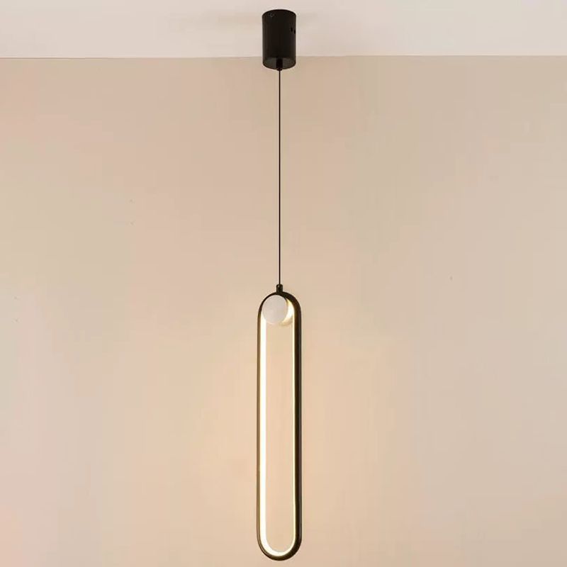 Minimalism Metal LED Hanging Ceiling Light 1-Light Linear Ceiling Pendant Light