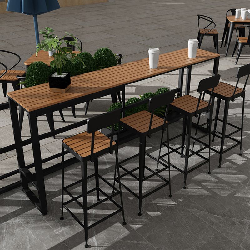 Industrial 41.3"H Bar Table Rectangular Wooden Top Table for Patio