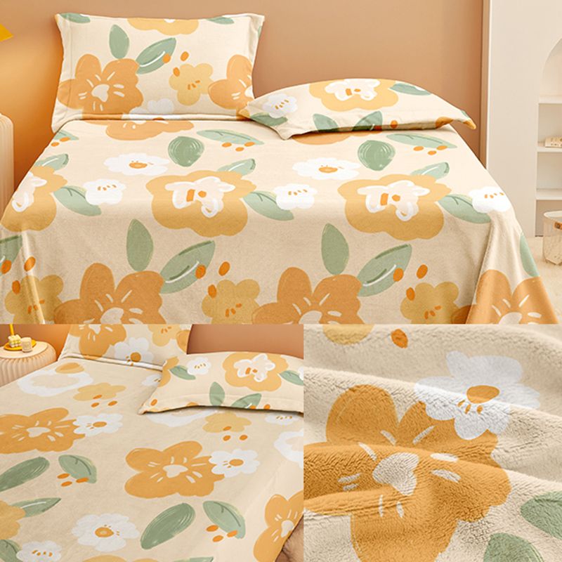Sheet Sets Flannel Cartoon Printed Super Soft Wrinkle Resistant Breathable Bed Sheet Set