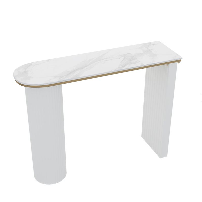 Faux Marble Bistro Bar Table Double Pedestal Bar Table for Living Room