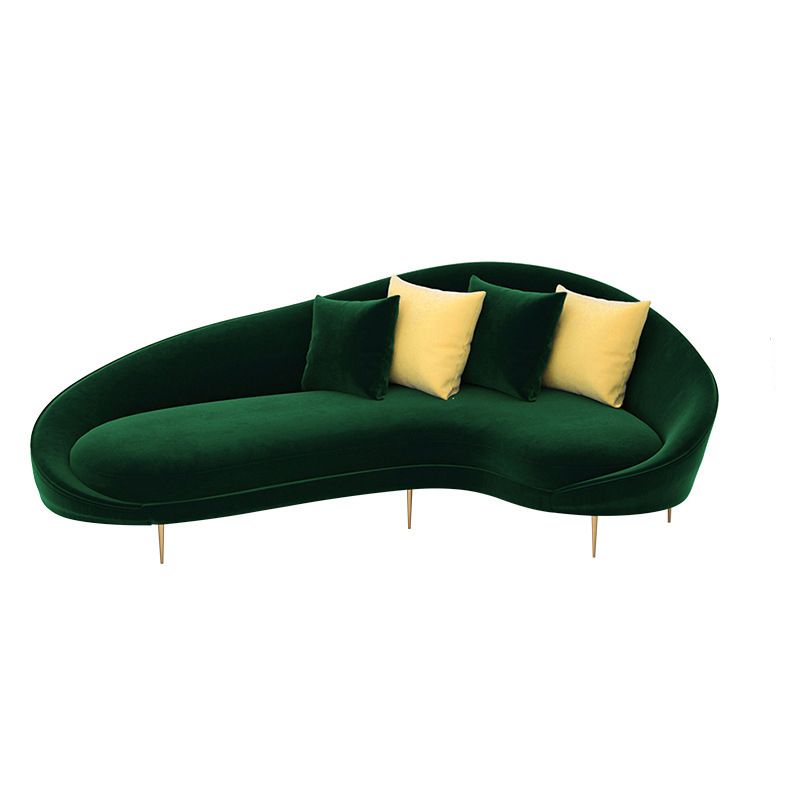 Contemporary Velvet Solid Color 33.46" H Curved Slope Arm Sofa