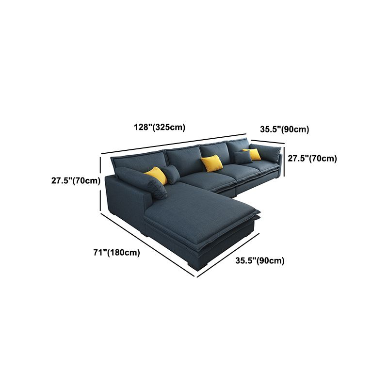 Pillowed Back Cushions Sectionals with Square Arm,127.95" L for Living Room