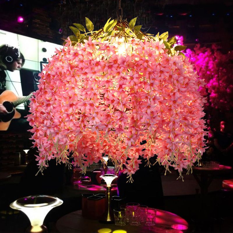 Cluster di fiori in stile Nordico Appedisci un ciondolo di illuminazione decorativa con catena sospesa regolabile