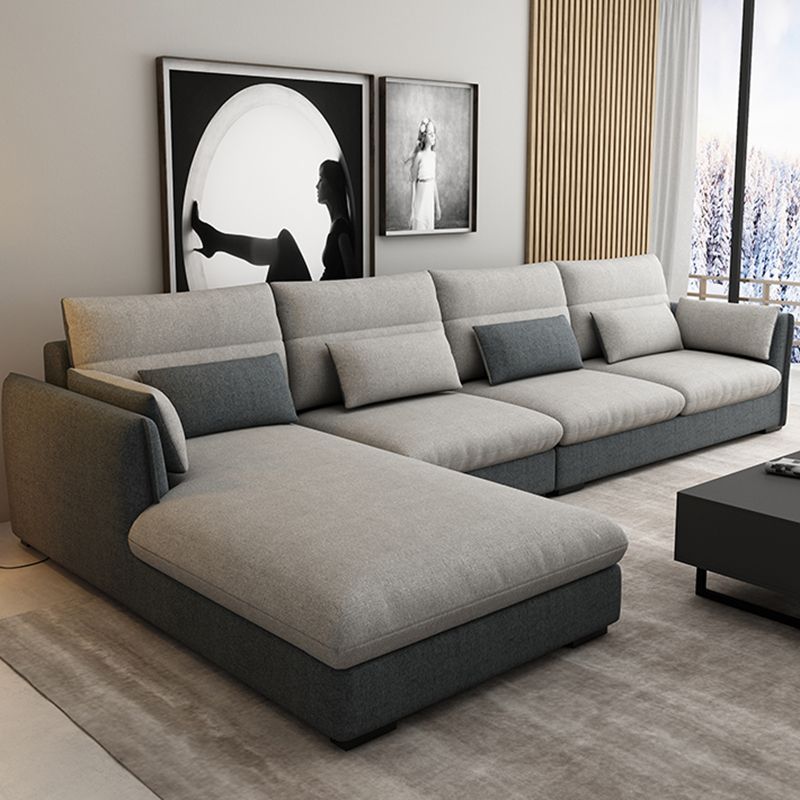 L-Shape 4-Seater Pillow Top Arm Removable Cushions Sectionals Sofas