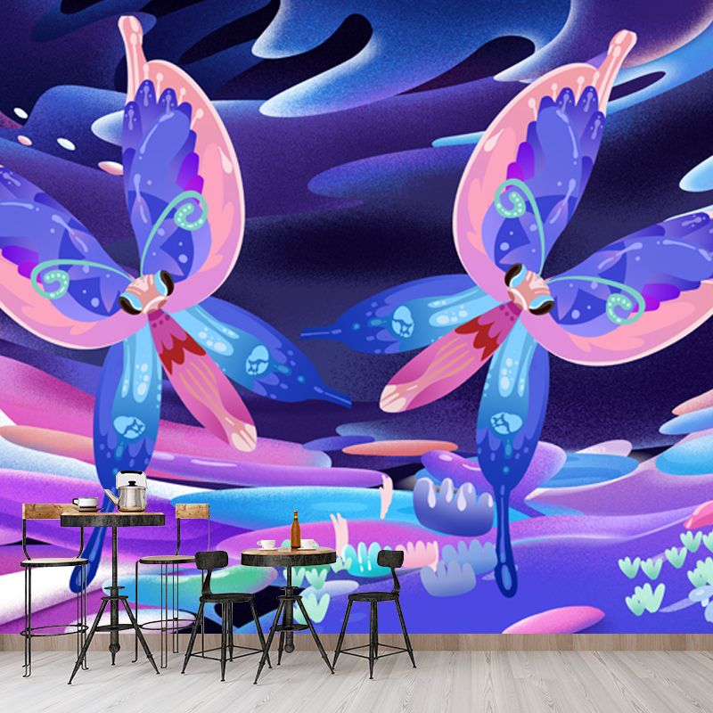 Magic Twin Butterfly Mural Decal for Kids Room Animal Wall Decor, Custom Size Available