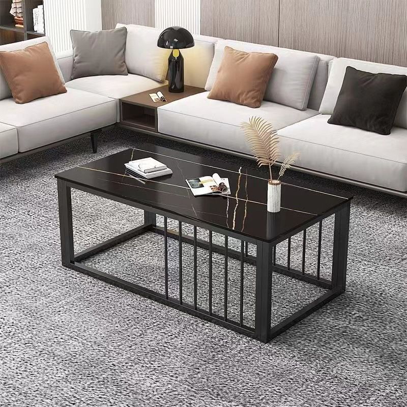 Contemporary Stone Coffee Table Rectangle Frame Coffee Cocktail Table