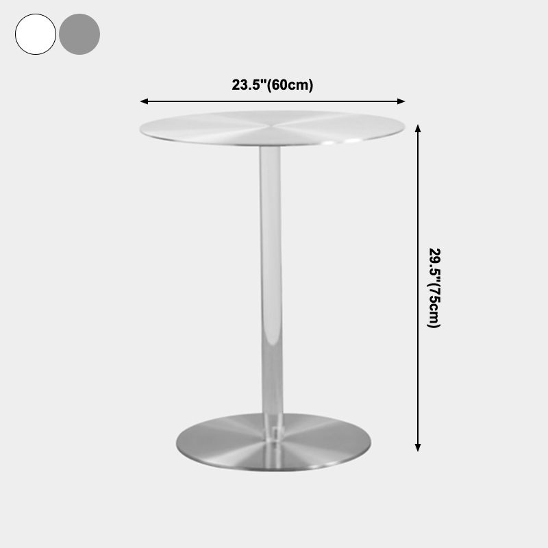 Metal Industrial Dining Table Stainless Steel Top Dining Table with Pedestal Base