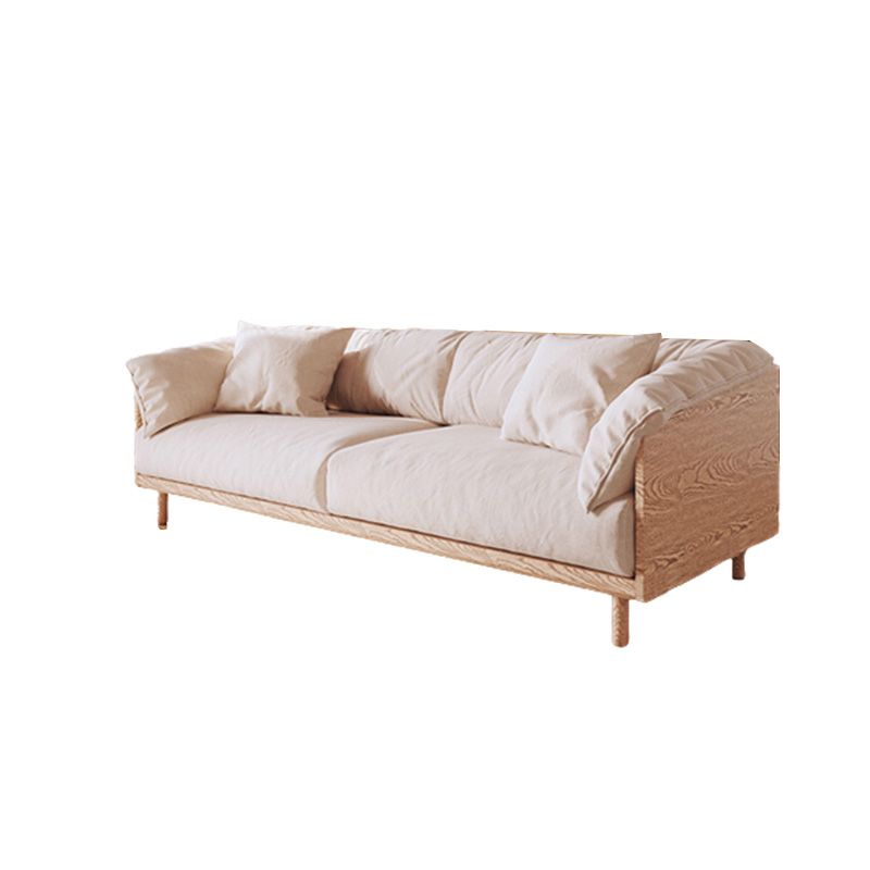 Scandinavian Loose Back Sofa with Pillow Top Arm in Solid Wood and Linen