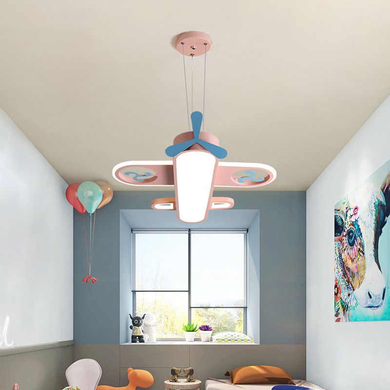 Cartoon Creative Personality Ceiling Pendant Light Metal Aircraft LED Hanging Light for Children Bedroom