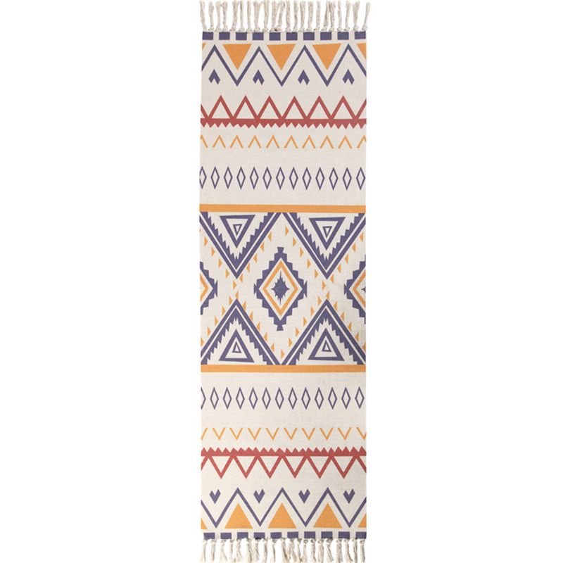 Multi Color Funky Rug Cotton Geometric Shapes Rug Pet Friendly Machine Washable Carpet for Bedroom