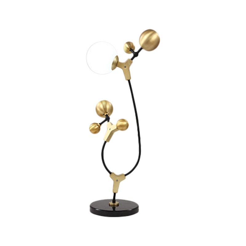 Post Modern Molecule Table Light Metallic Living Room Creative LED Nightstand Lamp in Black and Gold
