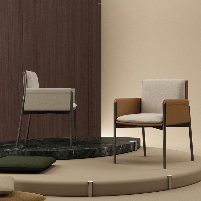 Silla de comedor tapizada con respaldo sólido de restaurante estilo diseñador