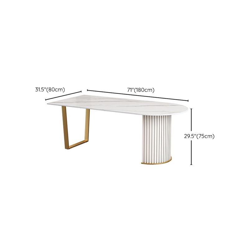 Luxury Free Form Dining Table Sintered Stone Double Pedestal Kitchen Desk