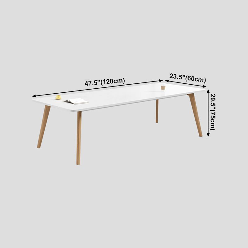 Manufactured Wood Contemporary Rectangle Table White Wood Top Table with 4 Legs