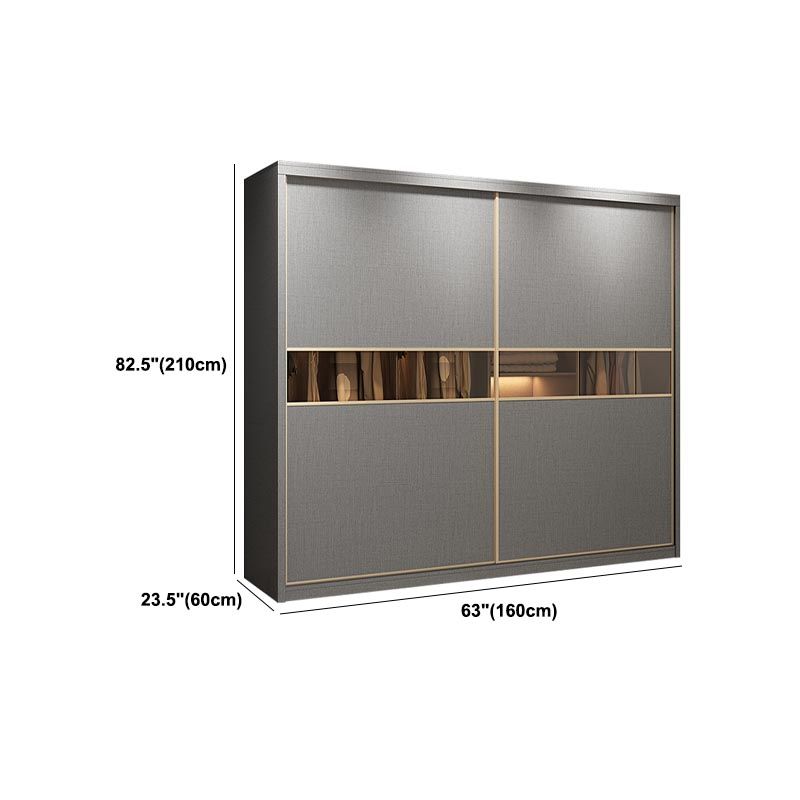 Contemporary Style Gray Colour Wardrobe Wood Self Close Drawers Wardrobe Closet