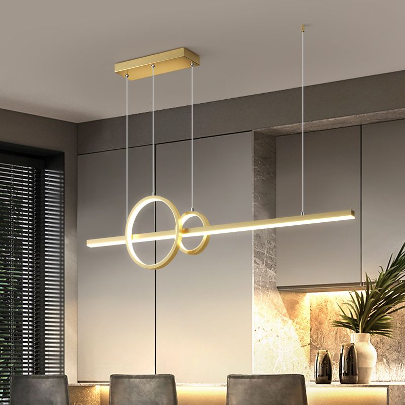 Anello minimalista e bar Light Light LED Metallic LED Lampada sospesa in nero/oro
