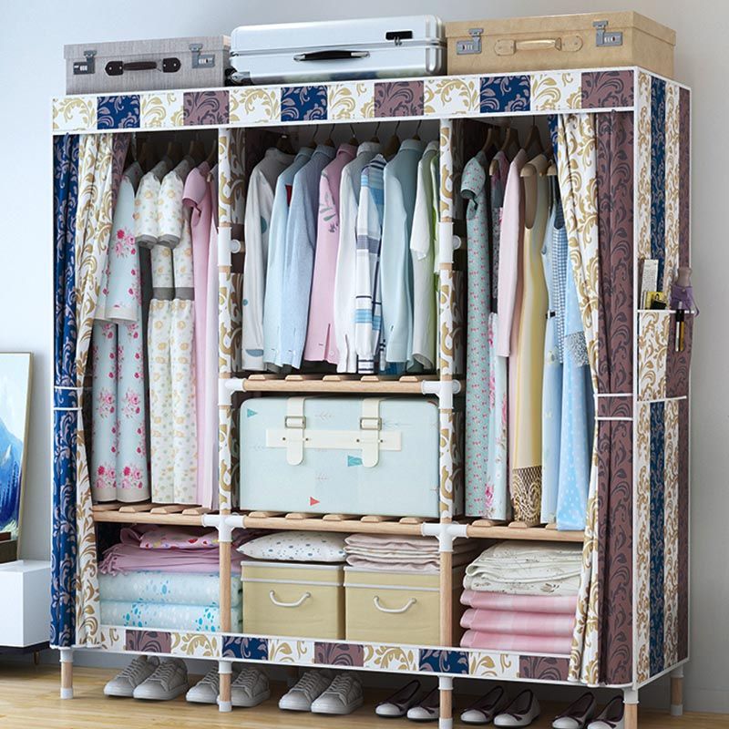 Contemporary Style Wardrobe Armoire Solid Wood Wardrobe Closet with Legs