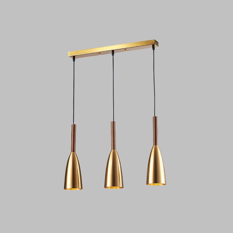 Gold Bullet Cluster hanglamp Moderne stijl 3-Bulb metalen plafondlicht met lineaire luifel