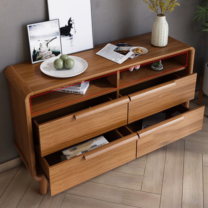 Modern Style Brown Storage Chest Dresser Solid Wood Chest with Drawers