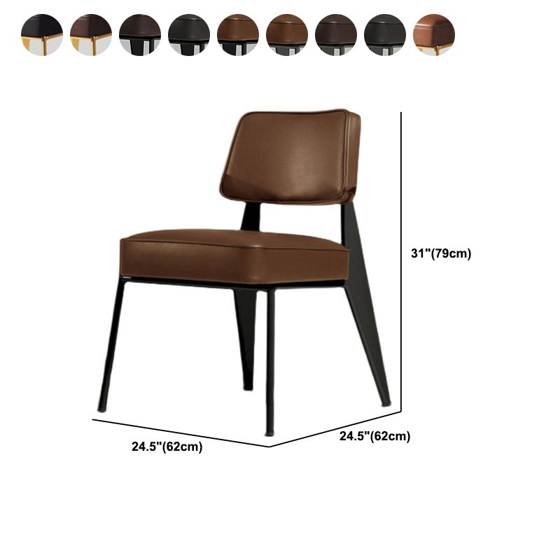 Industrial Style 24.4" Wide Faux Leather Fixed Back Armless Chair