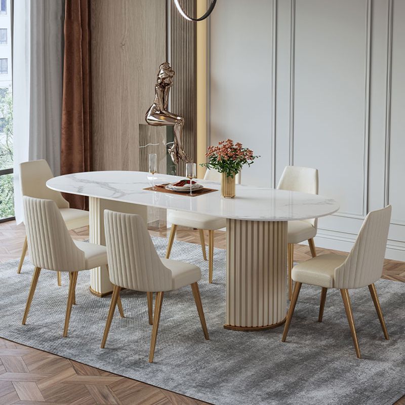 Contemporary Dining Round Table Sintered Stone Table with Metal Legs for Home