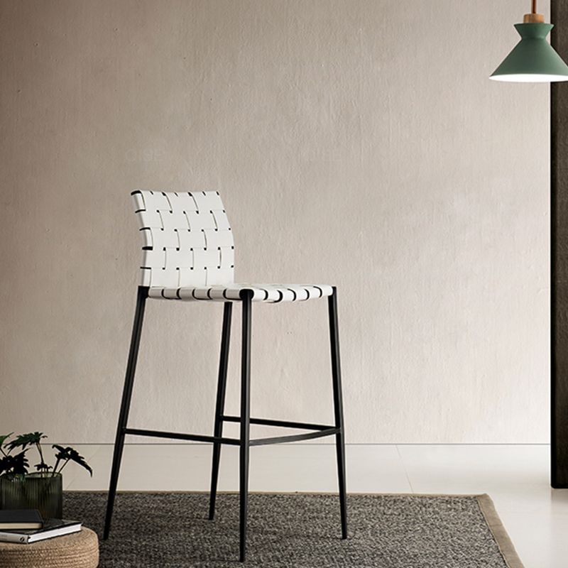 Faux Leather Dining Stools Contemporary Bar Stools with Metal Base