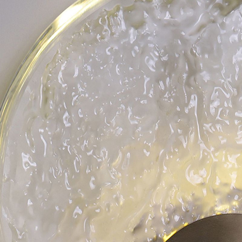 Solid Brass and Crystal Wall Sconce Contemporary Round Wall Light in Gold & Clear