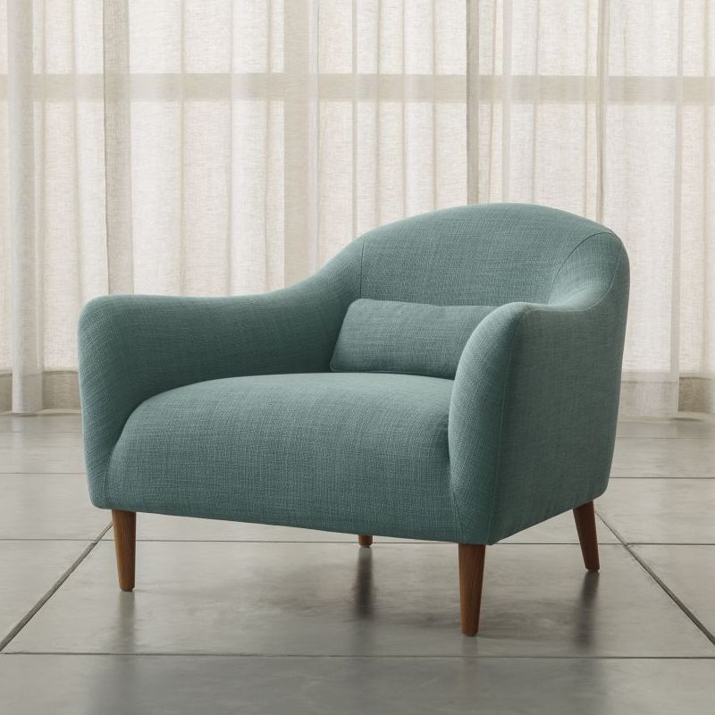 Contemporary Cotton Arm Sofa Sloped Arm Curved Loveseat for Living Room