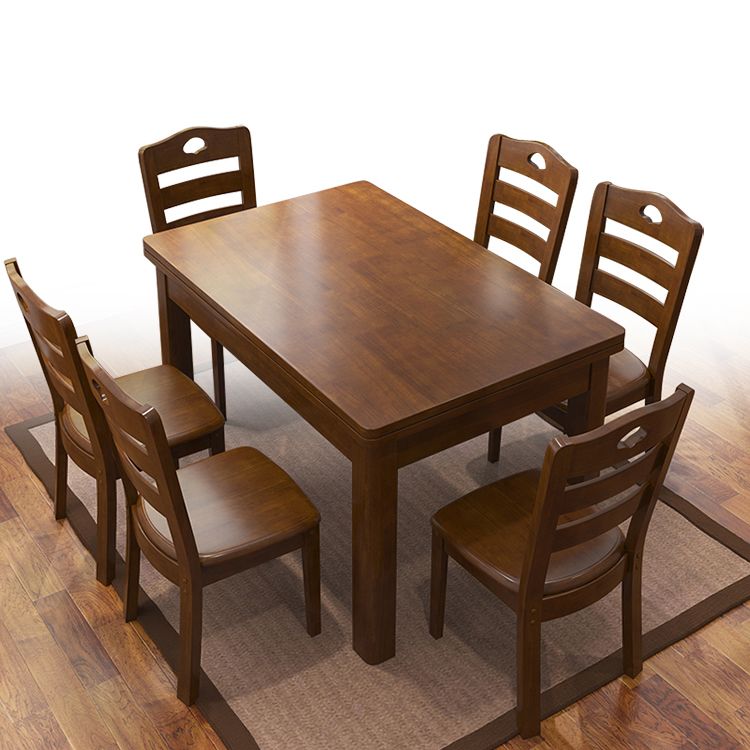 Traditional Standard Height Solid Wood Dining Table Rectangle Dining Room Set For Home