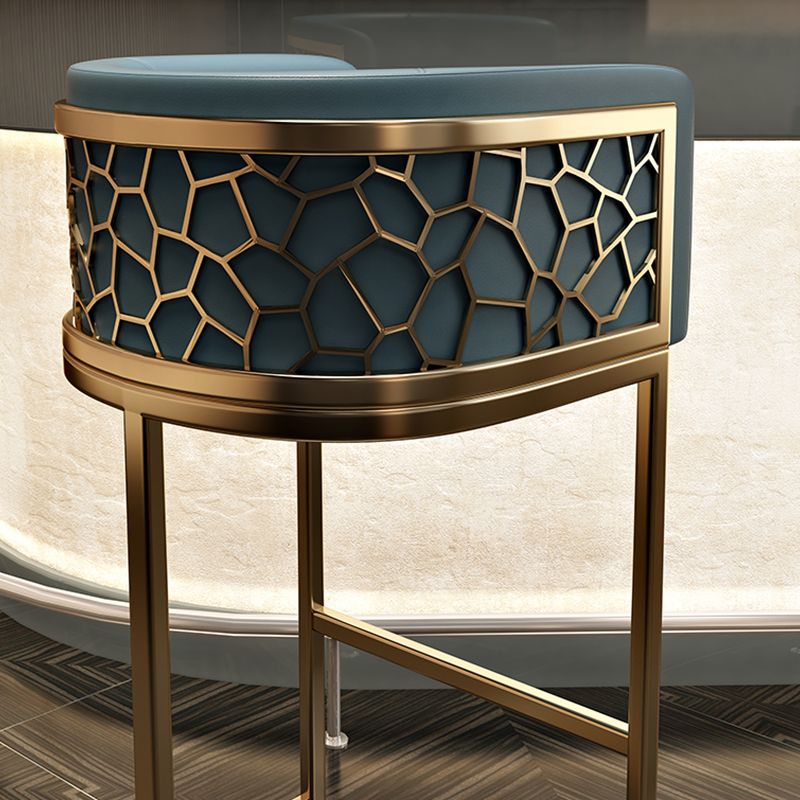 Glam Style Faux Leather Barstool Low Back Counter Bar Stool for Kitchen