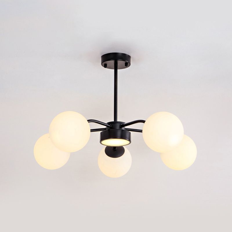 Nordic Spherical Pendant Light White Glass Hanging Light for Living Room