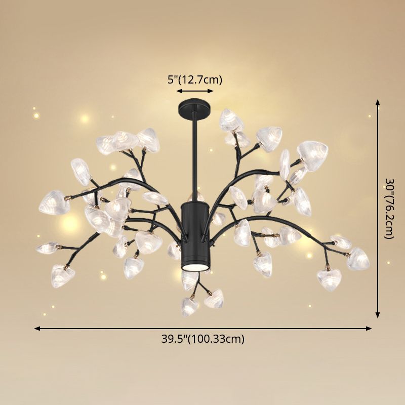 Firefly Design Chandelier Light Clear Acrylic Leaf-shaped Shade Modern Style Lighting Fixture Lamp for Bedroom Aisle Corridor