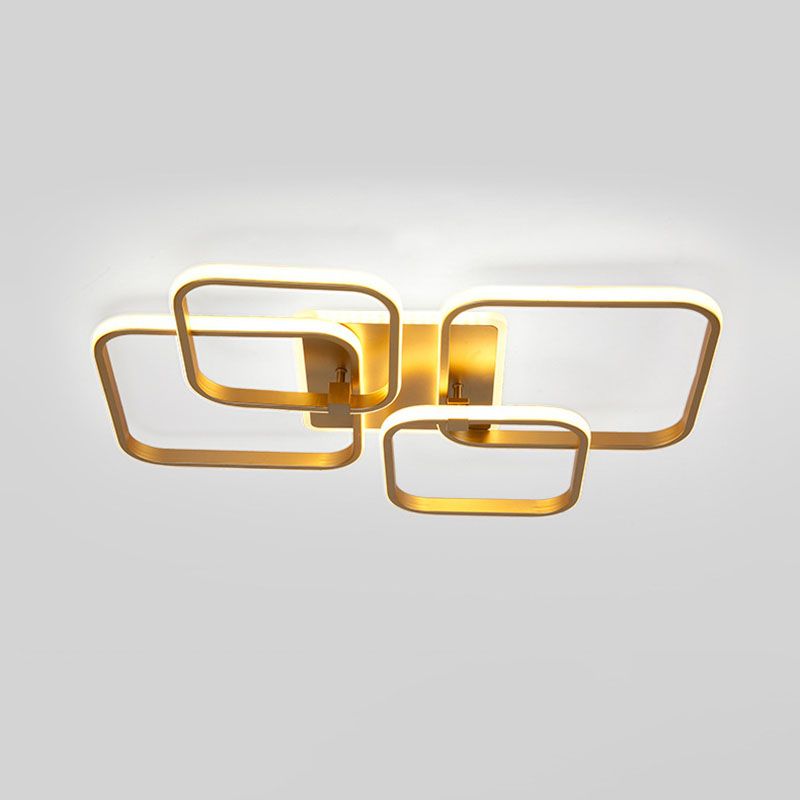 Modern Minimalist LED Semi Flush Mount Square Acrylic Ceiling Light in Gold