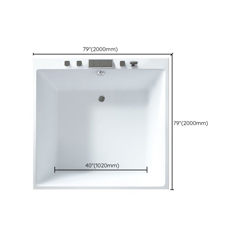 Acrylic Bath Drop-in Soaking Square Modern Center-Front Bathtub
