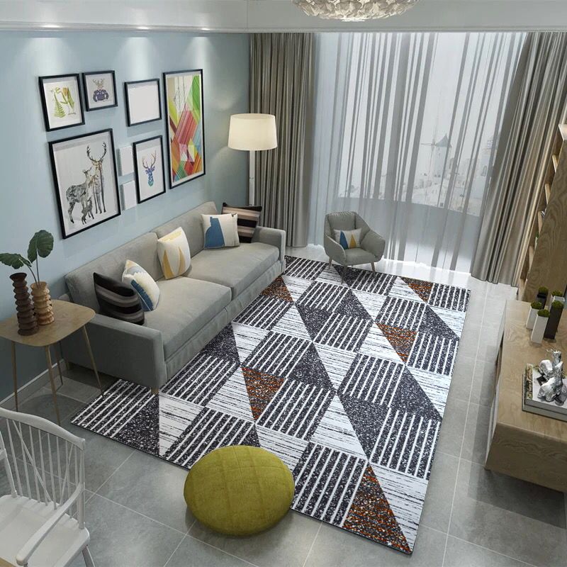 Nordic Geometric Print Rug Multi Color Polyster Area Carpet Pet Friendly Stain-Resistant Area Rug for Living Room