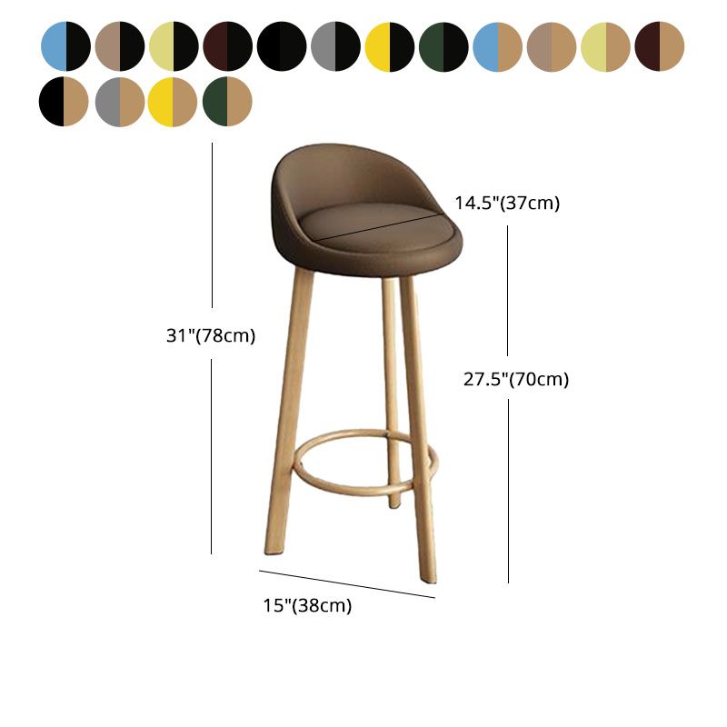 Modern Armless Backrest Counter Stool Steel Kitchen Bar Stool with Pedal, 1 Piece