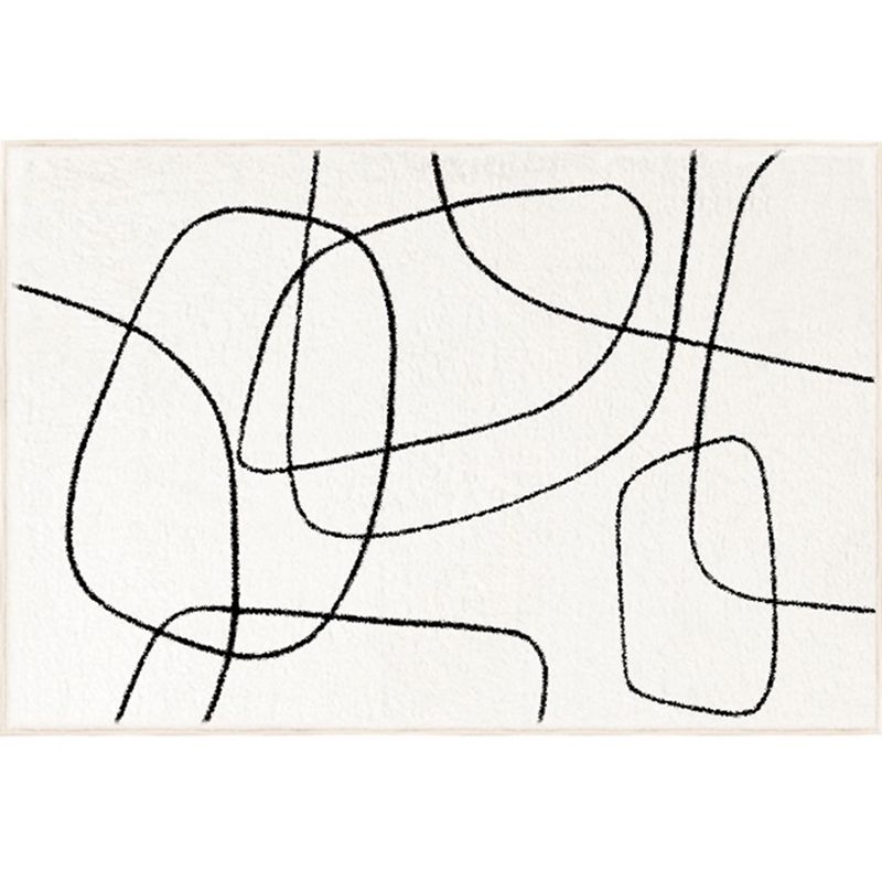 Modern Abstract Print Area Tapijt Wit Polyester Area Tapijt Non-slip achterste Tapijt voor thuisdecoratie