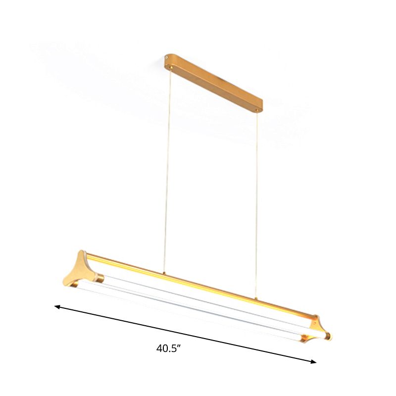 Luz de lámpara de araña de tubo moderna Sala de estar acrílico de 25 "/40.5" /32.5 "W LEP LED LED en oro, luz cálida/blanca