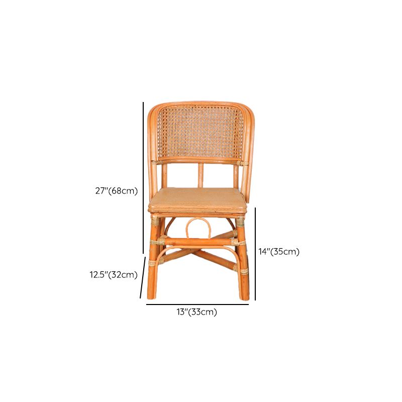 Tropical Natural Patio Dining Chair Rattan Armless Open Back