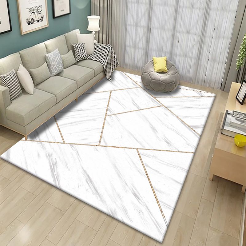 Marble Print Indoor Rug Polyester Modern Rug Stain Resistant Carpet for Living Room